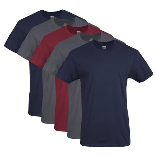 Gildan t-shirt crew multipack, style g1100 intimo, navy/heather navy/indaco blu (confezione da 5), l (pacco da 5) uomo