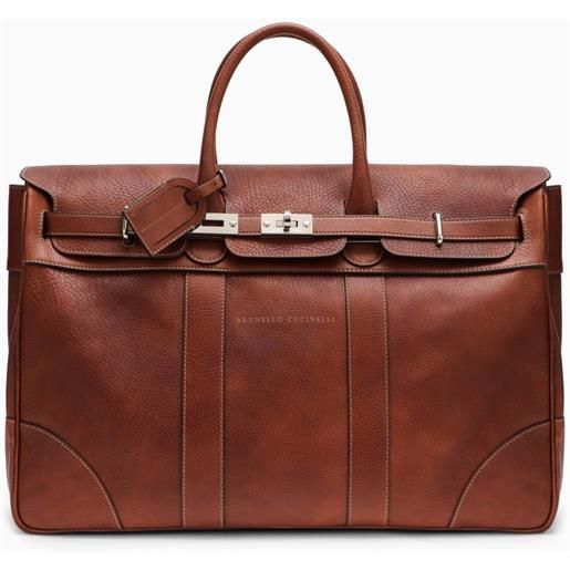 Brunello Cucinelli borsa weekender country color rame in pelle
