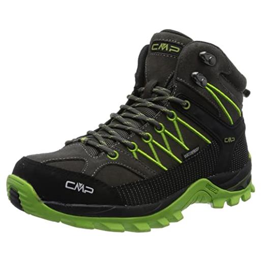 CMP rigel mid trekking shoes wp, scarpe da trekking uomo, antracite-limegreen, 46 eu