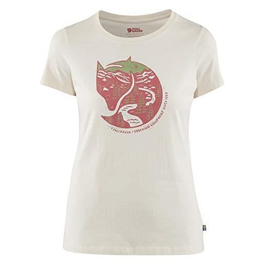 Fjallraven arctic fox print t-shirt w, maglietta donna, gesso bianco, xs