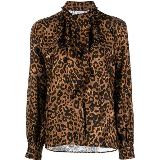 VETEMENTS blusa leopardata con collo lavallière - nero