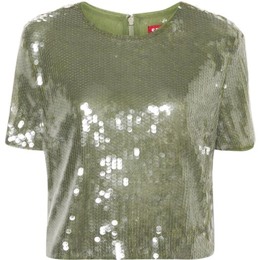 STAUD t-shirt quincy con paillettes - verde