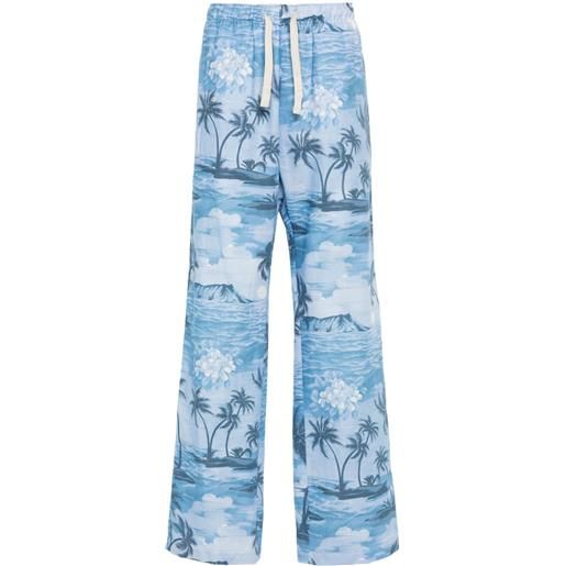 Palm Angels pantaloni con stampa marmo - blu