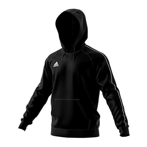 Adidas core 18 k, felpa con cappuccio unisex-adulto, nero (black/white), 128 (7-8 anni)