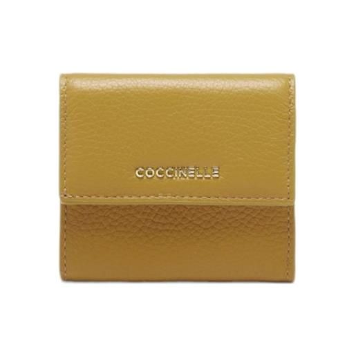 Coccinelle portafoglio small in pelle con grana linea metallic soft