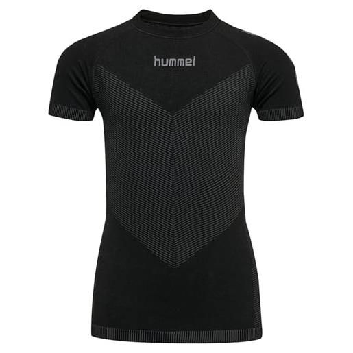 Hummel first seamless kids jersey s/s - maglia da divisa sportiva unisex da bambini jersey, unisex bambini, nero, 116/128