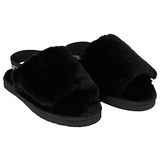 Calvin Klein home velcro surfaces yw0yw01158, pantofole donna, nero (black/bright white), 39.5 eu
