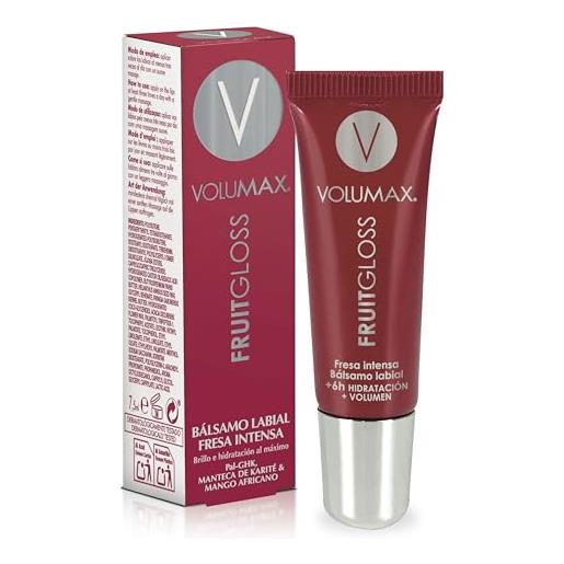 Volumax fruitgloss | gloss labbra dal sapore intenso e duraturo | massima idratazione, lucentezza, comfort e volume | intenso sapore di fragola | 7.5ml