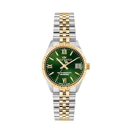 Philip Watch orologio donna, tempo, data, analogico, cinturino in acciaio, collezione caribe - r8253597656