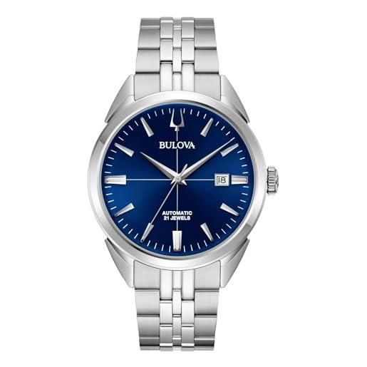 Bulova sutton automatic men's watch, blue 96b425, steel case and bracelet