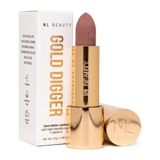 NL BEAUTY no. 08 chocolate milk - creamy, semi-matte lipstick - lipstick with a velvety finish, enriched with vitamin e - gold digger 4.5 g