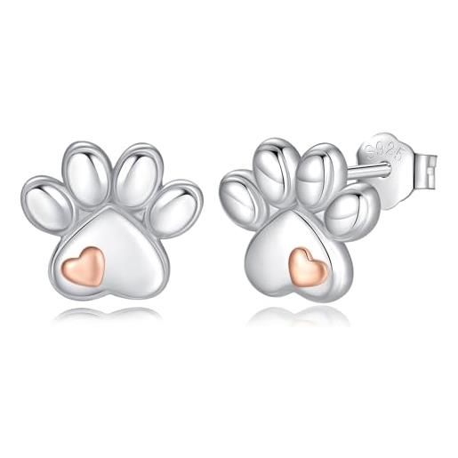 INFUSEU orecchini a zampa, orecchini a forma di cuore argento sterling 925 adorabili animali da compagnia piccoli orecchini a cartilagine regali per ragazze donne