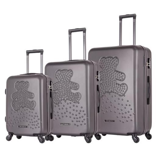 Lulu Castagnette - set di 3 valigie con ruote - ll-t521, ll-t311 nero, set di 3 valigie