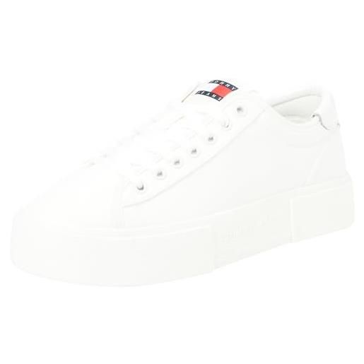 Tommy Jeans tjw foxing flatform sneaker en0en02480, suola cupsole donna, bianco (ecru), 40 eu