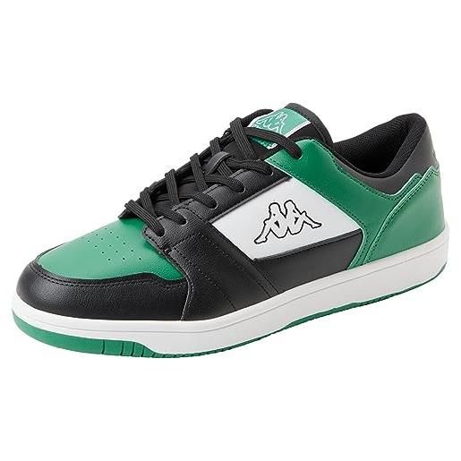 Kappa logo bernal, scarpe da passeggio unisex-adulto, green md black white, 44 eu