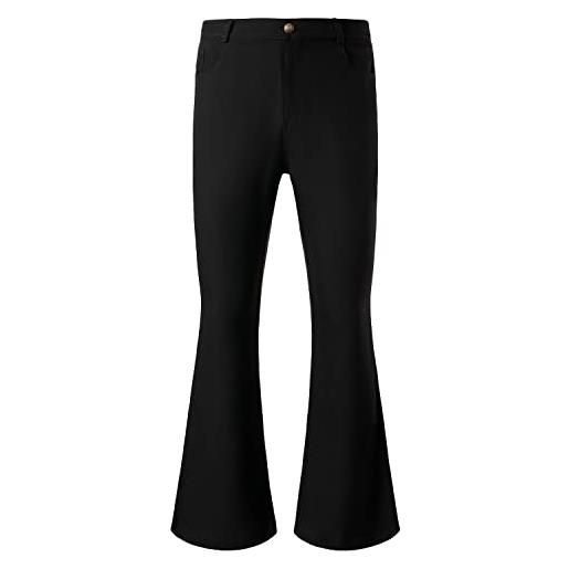 JOGAL pantaloni a zampa, da uomo, anni '70, per carnevale, discoteca, pantaloni svasati, nero , xxl