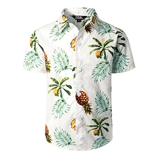 JOGAL camicia bambino a maniche corte hawaii cotone estivi camicie per bambini, 12 anni