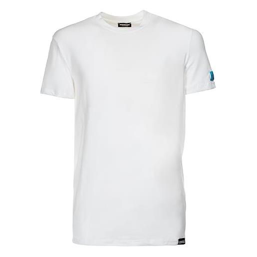 DSQUARED2 tshirt bianca patch azzurra - l, bianco