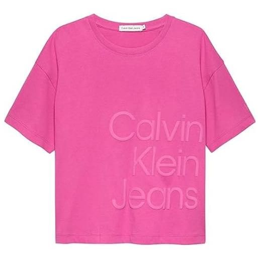 CALVIN KLEIN JEANS t-shirt bambina cropped manica corta ig0ig02346 to5 pink amour bambina 12a