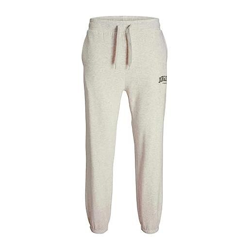 JACK & JONES pantaloni da allenamento jpstkane con stampa logo uomo, colore: grigio chiaro, taglia pantalone: l
