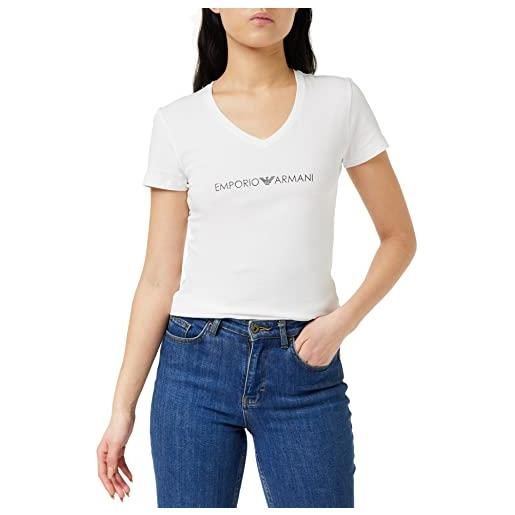 Emporio Armani v neck t-shirt iconic logoband, t-shirt donna, bianco, xl