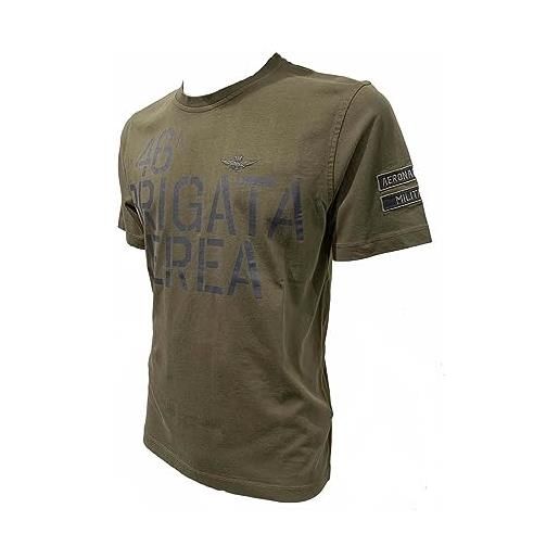 Aeronautica Militare t-shirt ts2128 da uomo, maglia, maglietta, 46° brigata aerea (l, verde militare)