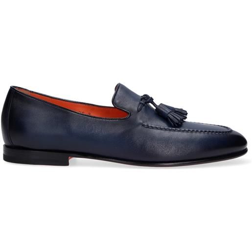 Santoni mocassino con nappine pelle blu