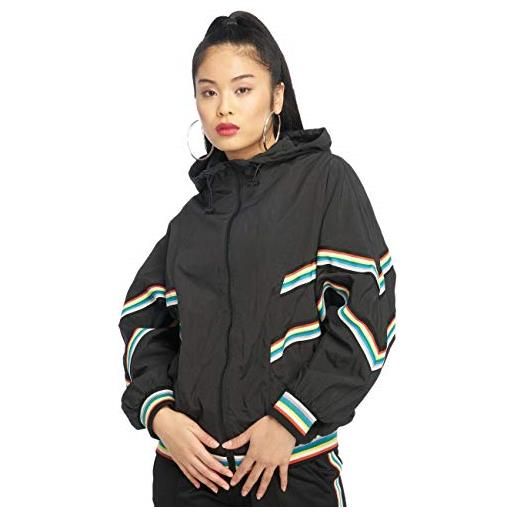 Urban Classics ladies multicolor rib batwing windbreaker giacca, nero (black 00007), x-small donna