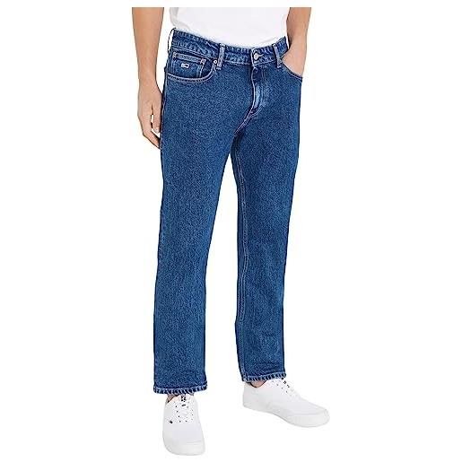 Tommy Jeans jeans uomo ryan regular straight elasticizzati, blu (denim medium), 33w / 32l