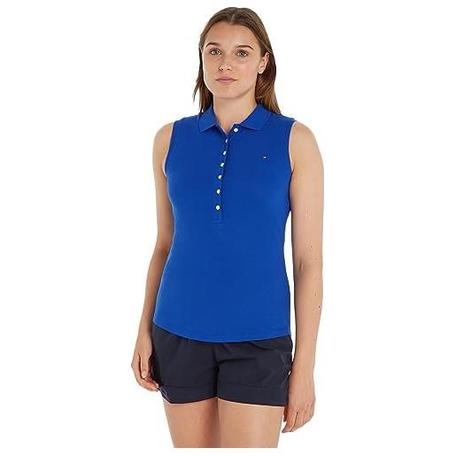 Tommy Hilfiger maglietta polo donna senza maniche elasticizzata, blu (ultra blue), s