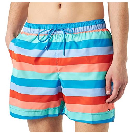 Tommy Hilfiger pantaloncino da bagno uomo medium drawstring print lungo, multicolore (muw bold stripe multi), l