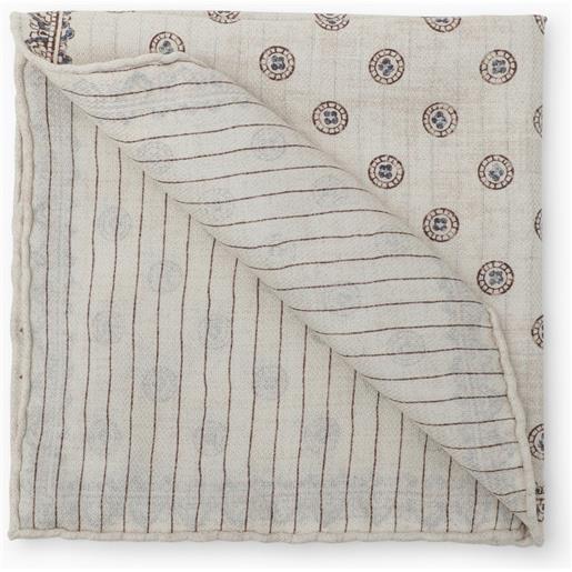 Brunello Cucinelli foulard con fantasia color sabbia/sigaro in seta