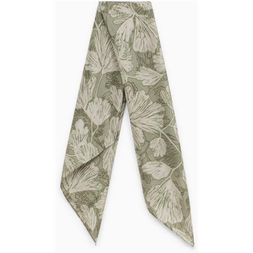Brunello Cucinelli foulard verde con fantasia floreale in seta