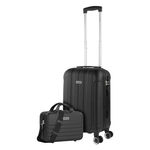 ITACA - valigia bagaglio a mano 55x40x20 - trolley bagaglio a mano, trolley cabina, valigie, trolley 55x40x20 771150b, nero