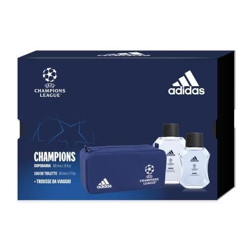 Adidas, confezione regalo uomo uefa 8, profumo uomo 50 ml e dopobarba 100 ml, trousse uefa