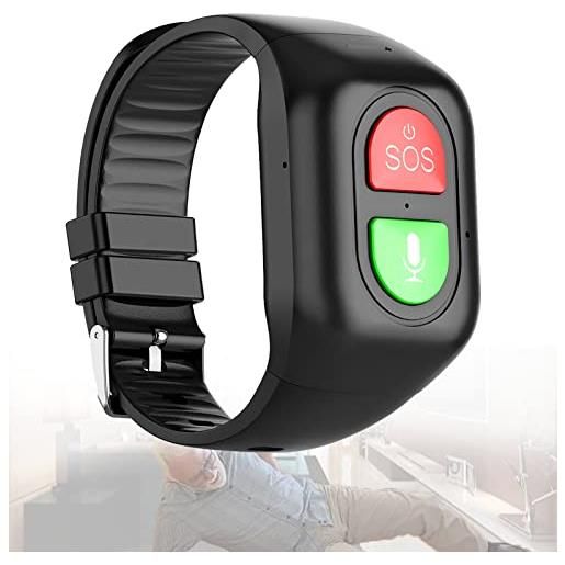 Weyot smartwatch con gps integrato 4g bracciale sos anziani salvavita, braccialetto di posizionamento con rilevamento caduta chiamata di emergenza sos contapassi recinzione elettronica, black