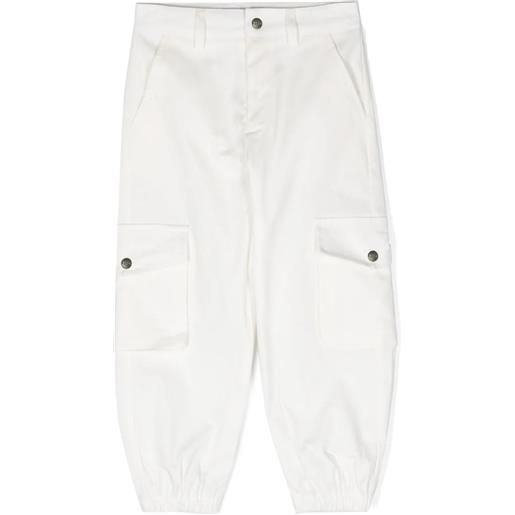 Msgm kids pantalone in cotone bianco