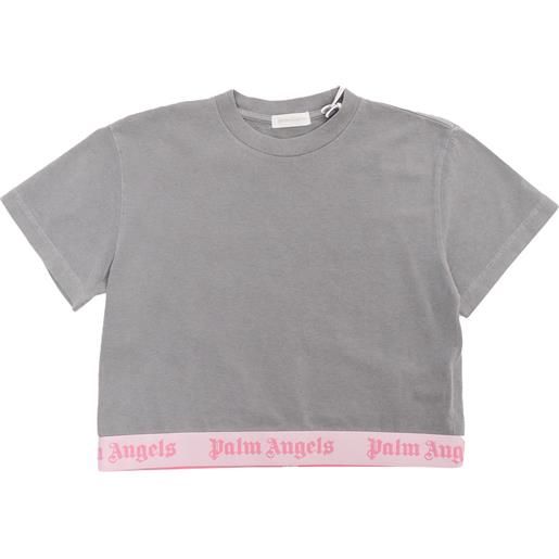PALM ANGELS KIDS t-shirt cropped grigia
