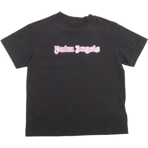 PALM ANGELS KIDS t-shirt nera con logo