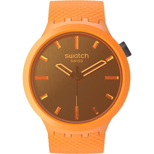 Swatch / big bold / crushing orange / orologio unisex / quadrante nero / cassa plastica / cinturino silicone