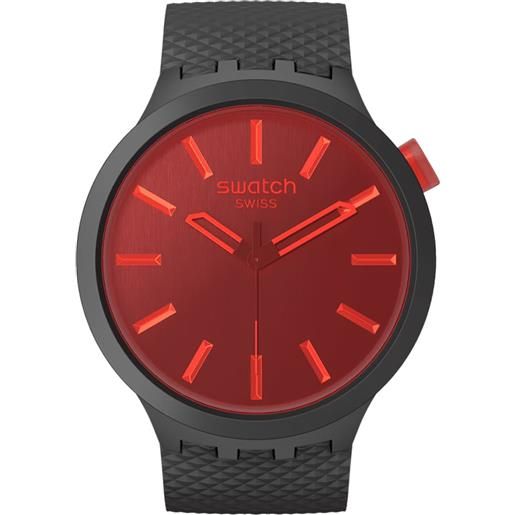Swatch / big bold / midnight mode / orologio unisex / quadrante rosso / cassa plastica / cinturino silicone