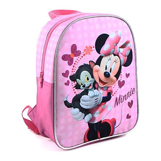 Disney zaino con paillettes minnie mouse con motivo gatto scuola materna e tempo libero, rosa, taglia unica, bagaglio per bambini, rosa, taille unique, bagaglio per bambini