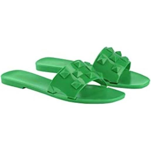 EMANUELA BIFFOLI ACCESSORI sandalo verde con fascia borchie - 40