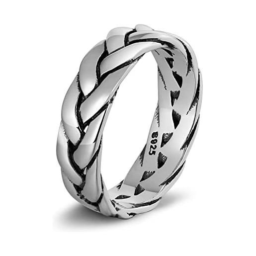 Musihy anello punk uomo, anello semplice argento sterling argento taglia 25 anello a catena intrecciata lucido regali uomo