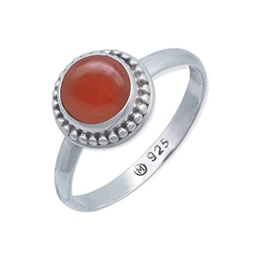 mantraroma anello argento 925 con pietre preziose corniola pietra rosso aranciato argento sterling da donna in vero argento (mrg-193-16-(50))