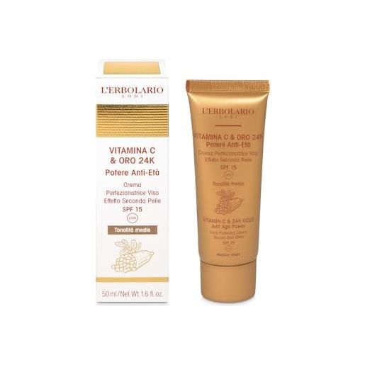 L'Erbolario - crema protezione viso - vitamina c & oro 24k - tonalità media - 50 ml