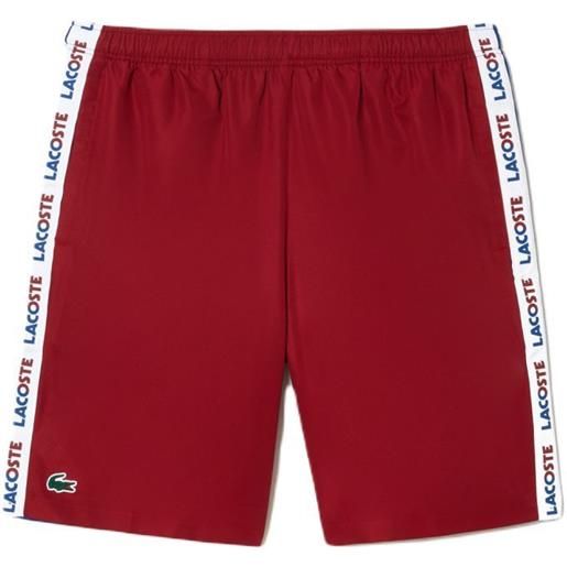 Lacoste pantaloncini da tennis da uomo Lacoste sportsuit logo stripe tennis shorts - bordeaux/navy blue