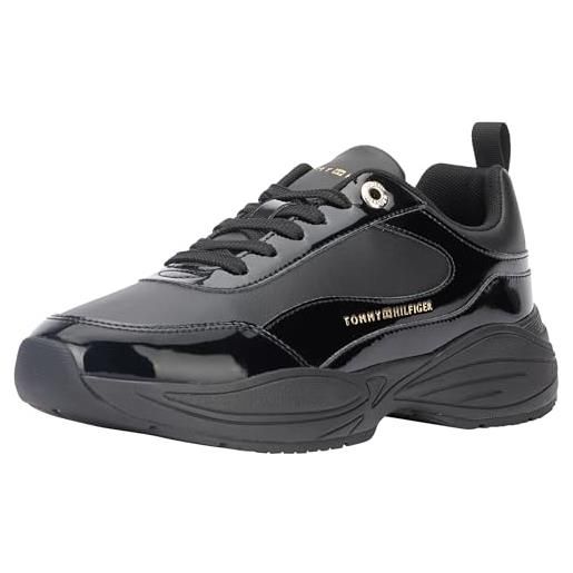 Tommy Hilfiger womens chunky runner patent fw0fw07867, sneaker da corsa donna, nero (black), 37 eu