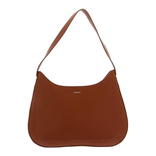 Calvin Klein borsa hobo donna ck must plus shoulder bag medium piccola, marrone (cognac), taglia unica