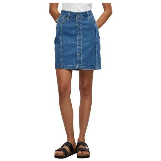 Urban Classics ladies organic stretch button denim skirt gonna, clearblue washed, 37 donna